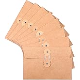 12 PCS Brown Envelopes 4.2x6.7 Inch Vintage Envelopes with Button and String Closure, Brown Envelope Gift Card Postcard Envelope Invitation Envelopess for Mail Postcard Photo Card Coin Stamp