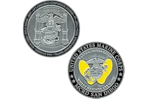 MILITARY GIFT SHOP USMC MCRD San Diego Challenge Coin - Officially Licensed Marines Coin - Marine Corps Recruit Depot San Diego Coin