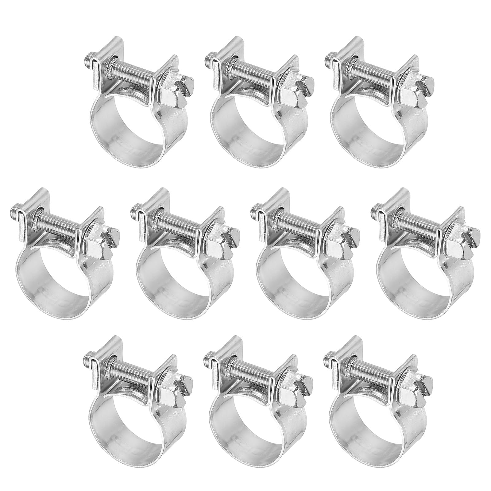 PATIKIL 10 Pcs 14-16mm Mini Fuel Injection Hose Clamps Stainless Steel Adjustable Clamp