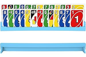 RESOVO Set of 2 Playing Cards Holders for Seniors Adults – Multi-layer Curved Holders with Foldable Stand for Playing Cards Game Bridge Canasta Strategy Foot and Hand UNO, 2 Blue, for Holidays Game Nights