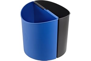Safco Deskside Small Trash Can Recycling Bin Combo, 3 Gallon, For Kitchen, Office, Indoor Use, Black/Blue