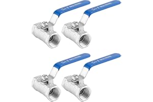 QWORK 1/2 Inch NPT Stainless Steel Ball Valve, 4 Pack Standard Port for Water, Oil, and Gas