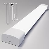 Amdelne 6000K LED Batten Light 1.3ft 40cm 16W IP65 Plug In Wall Ceiling Light
