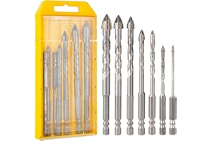AOBLAZE 7 pcs High Hardness Skewed Head Eccentric Drill Bits(3 4 5 6 8 10 12mm),Four-Edged Serrated Eccentric Drill,New Four Flute Sawtooth Eccentric Drill Bit,Multifunction Drill Bit Set,Cozy Hoome Drill Bit