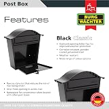 Burg-Wächter MB01BK Black Classic Wall Mounted Mailbox 36x37x13cm view 2