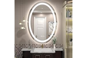 SMIROR 40 x 24 Oval LED Bathroom Mirror, Lighted Vanity Mirror for Wall, Anti-Fog, Shatter-Proof, Dimmable, Memory, 3 Colors (Front Lights + Backlit)
