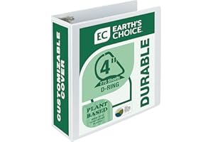 Samsill 16997 Biodegradable View Binder with D-Ring, 4-Inch, White
