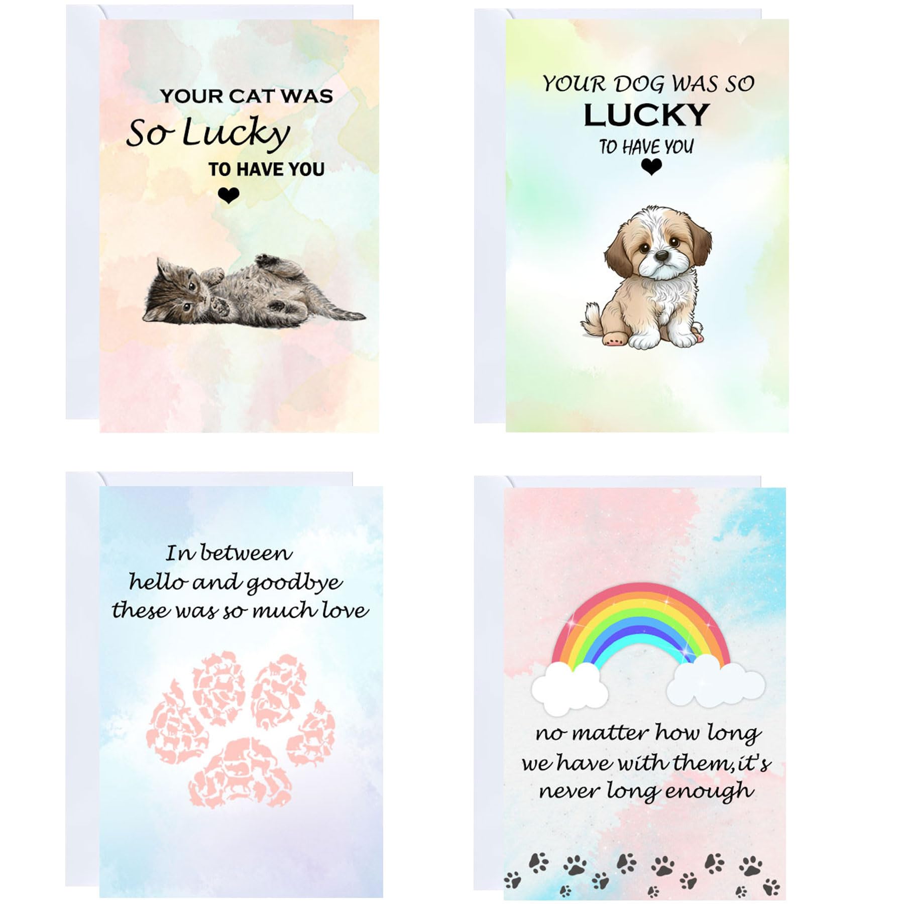 wootile Loss of Pet Sympathy Cards 12 Pcs Sympathy Cards Thoughtful Sympathy Card -Dogs Cats and All Pets Grief Bereavement Greeting Cards for Pet Lovers,Dog Groomers,Pet Grooming,Vets (Sympathy)