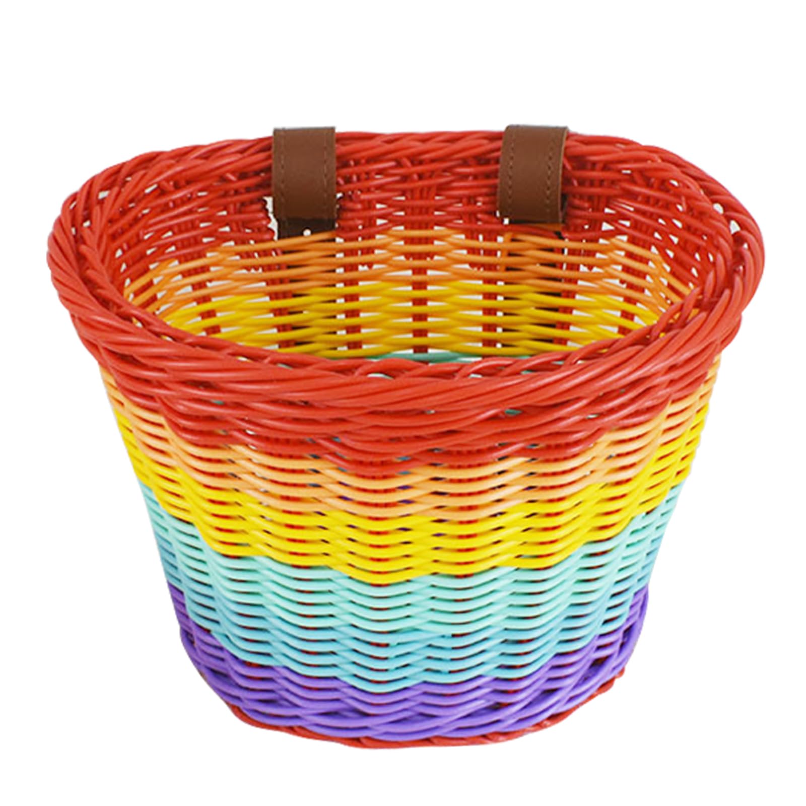 Kids Bicycle Basket Rainbow Bike Basket Cute Bicycle Handlebar Basket Cycling Baskets Front Basket with Straps Bike Accessories for Boys Girls Bicycle Trike Scooter Balance Bike