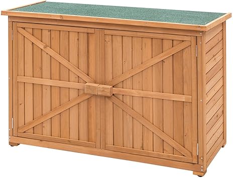 Amazon Com Outdoor Storage Boxes Double Doors Fir Wooden Garden