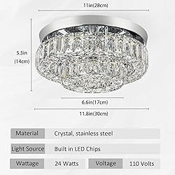 HOPGGIE 11.8" 2-Tier Crystal Chandelier LED Ceiling