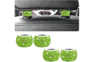 XINLIYA 4 Pack Car Headrest Collars, Bling Car Head Rest Collars Rings Decor, Rhinestone Car Head Rest Collars, Interior Car Seat Accessory, Crystal Decoration Charms for Car SUV Truck (Green)