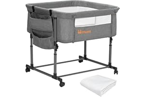 MTWML Twin Bassinet for 2 Babies,Portable Twins Crib with Storage Bag and Replaceable Mattress Cover,Adjustable Height Double