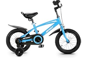 BODIOO Kids Bike Bicycle 14 Inches Kid Bicycle for Boys Girls with Training Wheels Sturdy Frame Adjustable Seat Handbrake and Coaster Brake for Rider 37 to 42 Inch