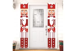BANFEI Nutcracker Soldier Porch Sign Christmas Cane Candy Front Door Hanging Banner Sweetest Day Xmas Holiday Indoor Outdoor Decoration