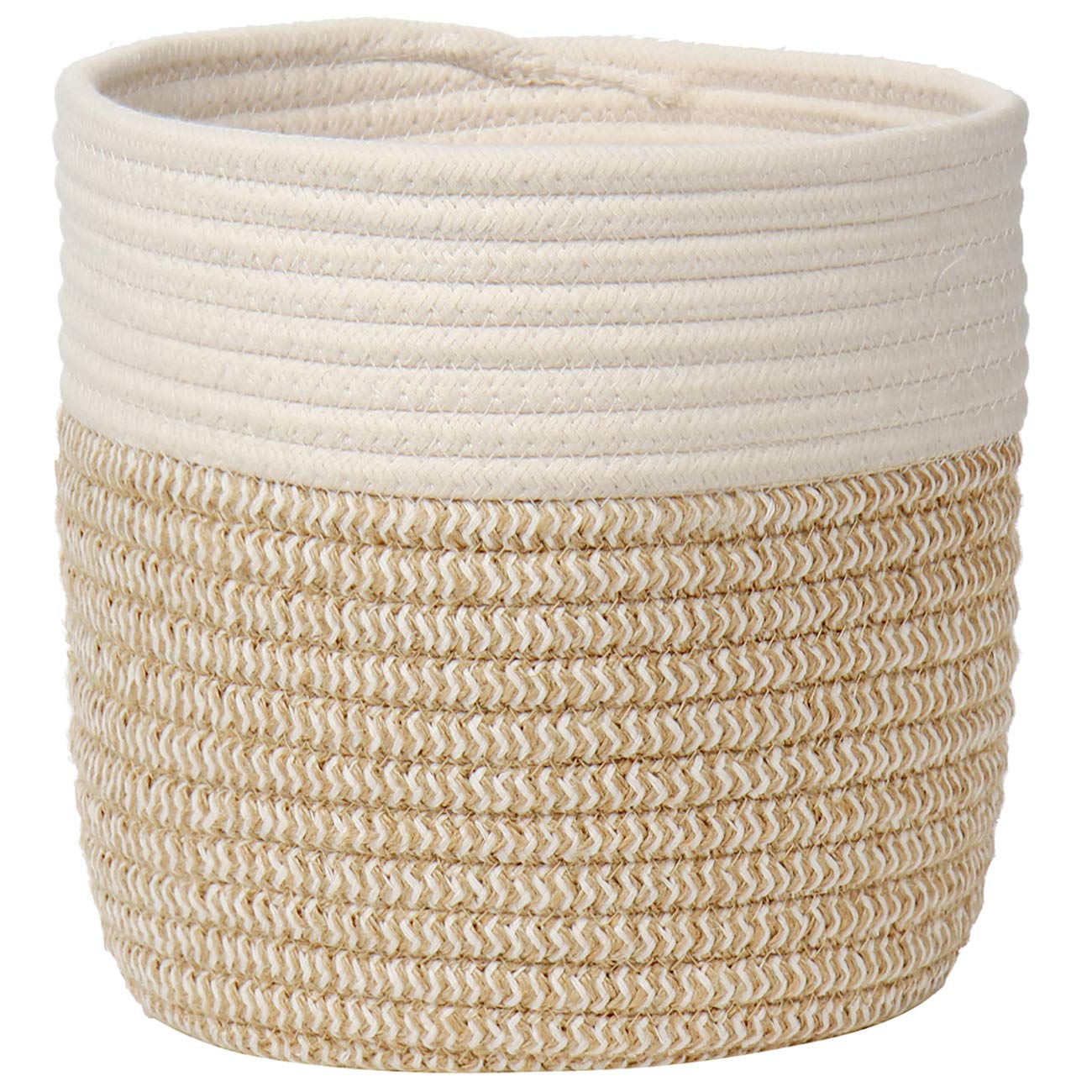 Briful 8"x8" Cotton Rope Woven Basket 20cmx20cm Plant Pots Indoor Jute Planter Rope Plant Baskets for Flowers, Toys, Crafts, Rustic Home Decor