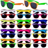 KOMENDANT 24 Pack 12 Colors Neon Sunglasses Party Favors 80’s Retro Style Sun Glasses for Beach Pool,Carnival,Party Favors,Birthday Party,Bulk Pack Sunglasses for Adults And Kids