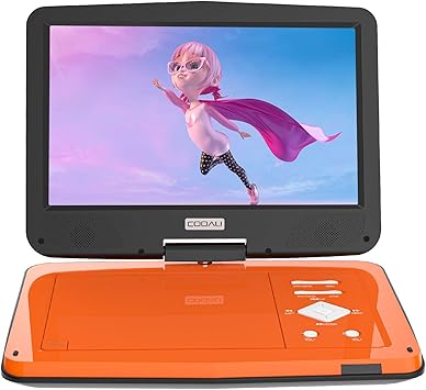 Amazon Com Cooau Portable Dvd Player 12 5 Bright Swivel Screen 5 Hrs Play Battery Capacity Shock Proof Dual Headset Ports Multi Formats Regions With Remote Controller Usb Sd Audio Avout Orange Electronics