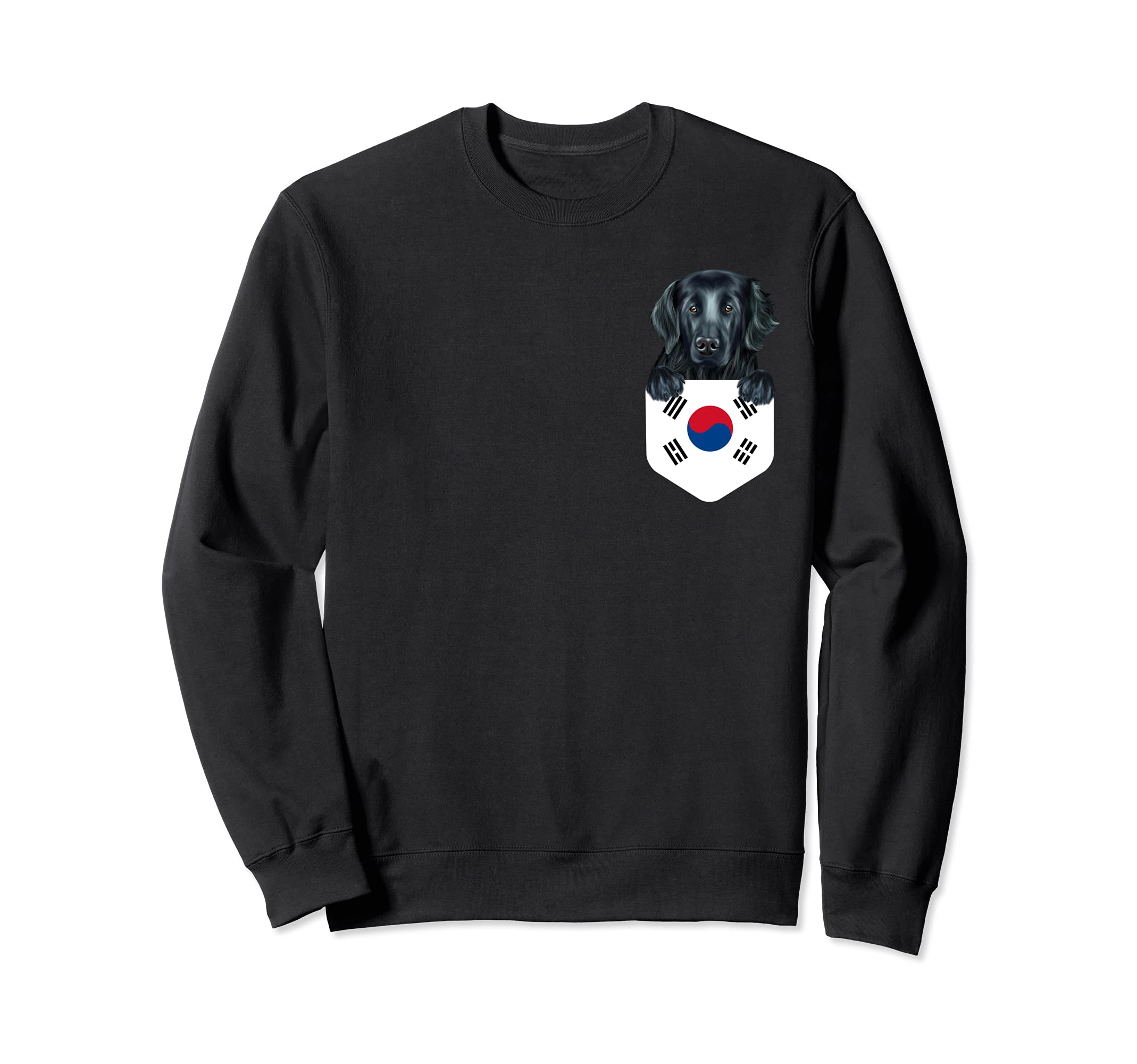 South Korea Flag Flat-Coated Retriever Dog In Pocket Sweatshirt
