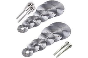 QISF 16Pcs Mini HSS Saw Blades Wheel Kit Circular Cutting Saw Blade Set Mandrel - 1/8" (3.175mm) and 1/4" (6.0mm) Shank For D