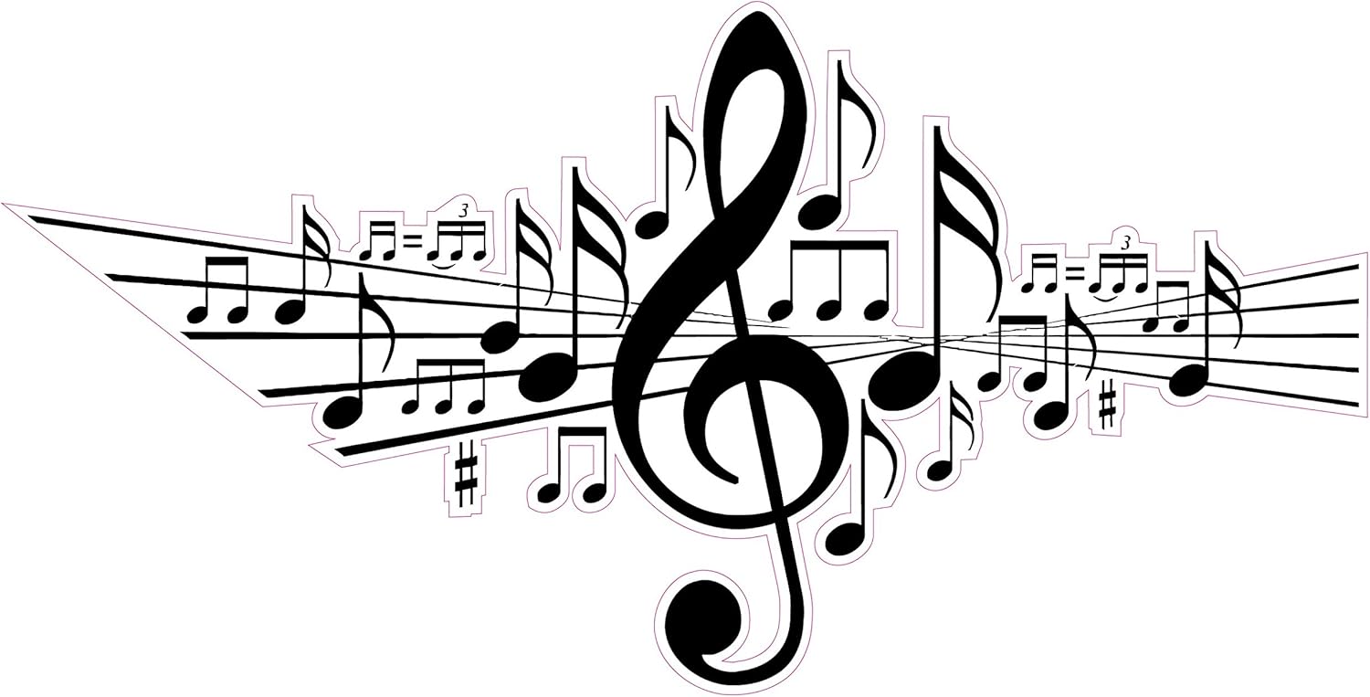 Music Symbol Wall Decor Decal is 16"x 8" in size. Home
