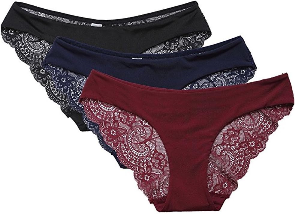 Wetopkim Ladies Sexy Seamless Lingerie Underwear Floral lace Hipster Panties Pack of 6