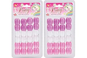 BEAUTY TOWN 48 Pcs Beads Jewelry Making Kit DIY Hair Braiding Bracelet Ornaments Crafts Jumbo Round Pony (Clear Pink Assorted)