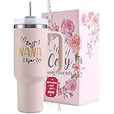 VoziSpace Best Nana Ever Tumbler with Handle 40oz Nana Gifts - Birthday Gifts for Grandma, Grandma Coffee Mug from Grandkids - World's Best Grandmother Gifts for Christmas Mother’s Day