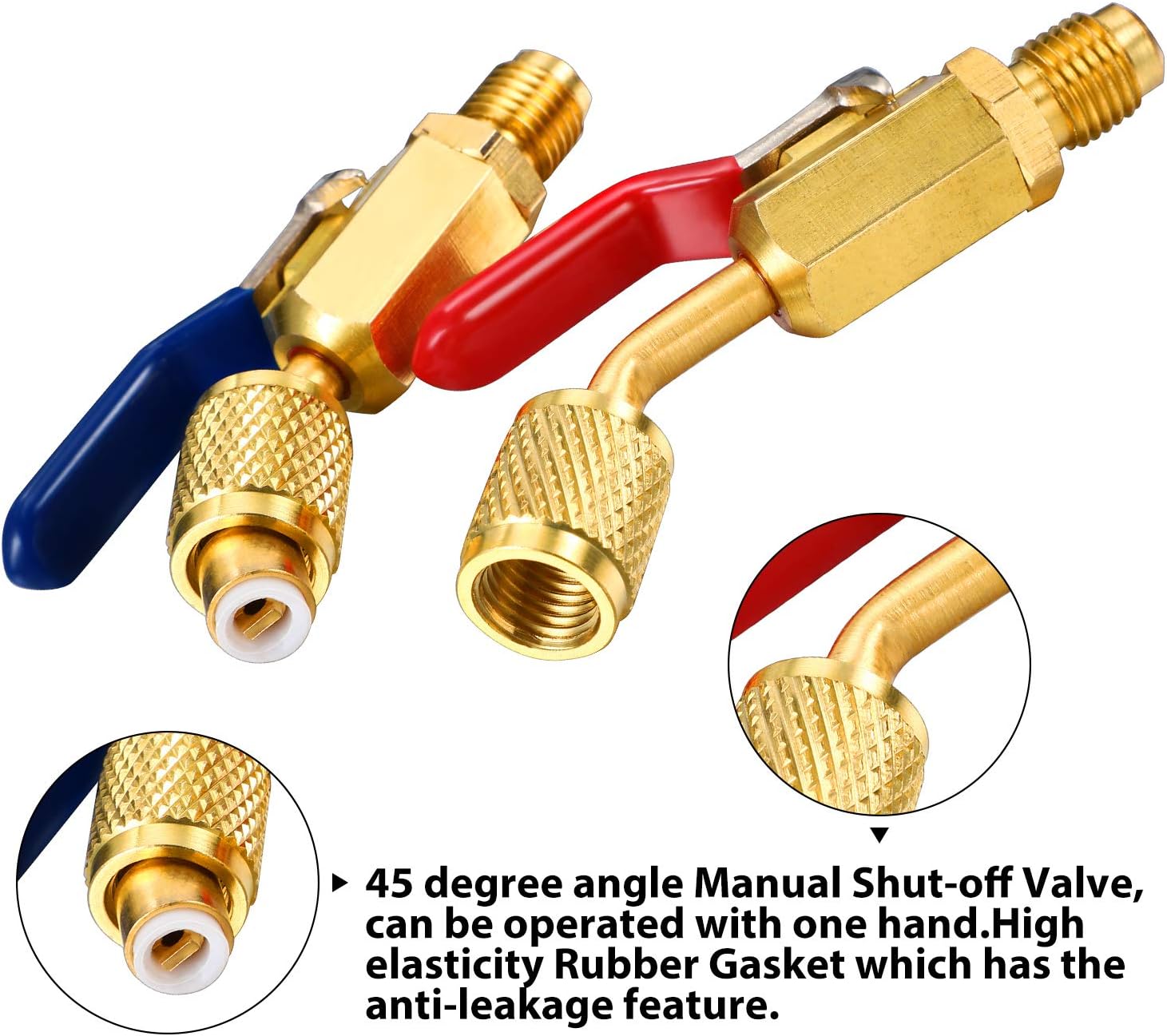 6 Pieces Air Conditioning Refrigerant Angled Compact Ball Valve 1/4 Inch for R410A R134A R12 R22 AC HVAC and R12 R22 to R134A Adapters 6015 R134A Refrigerant Tank Adapter 6014 Vacuum Pump Adapter: Automotive