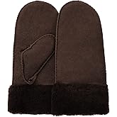 Surblue Men’s Winter Sheepskin Suede Mittens Leather Fur Premium Shearling Warm Cuff Thick Lambswool Lined