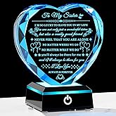 Arikyrist Sister Gifts from Sister Brother with Colorful LED Base Birthday Gifts Idea for Sisters Crystal Heart Keepsake Sisters Gift for Women for Christmas Mother's Day Valentines