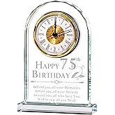 Emoragifou 75th Birthday Gifts for Women Men, Glass Quartz Clock 75 Year Old Birthday Gifts for Parent, Happy 75th Birthday Decorations Gifts for Him Her Grandma Grandpa Mom Dad Friends