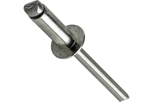 Fastenere Pop Rivets - 1/8" x 5/16" (100pcs) Heavy Duty, Open-End, Stainless Steel, Dome-Head Blind Rivets, Corrosion-Resistant, High Tensile & Shear Strength, 4-5 Gap 0.251"-0.352"