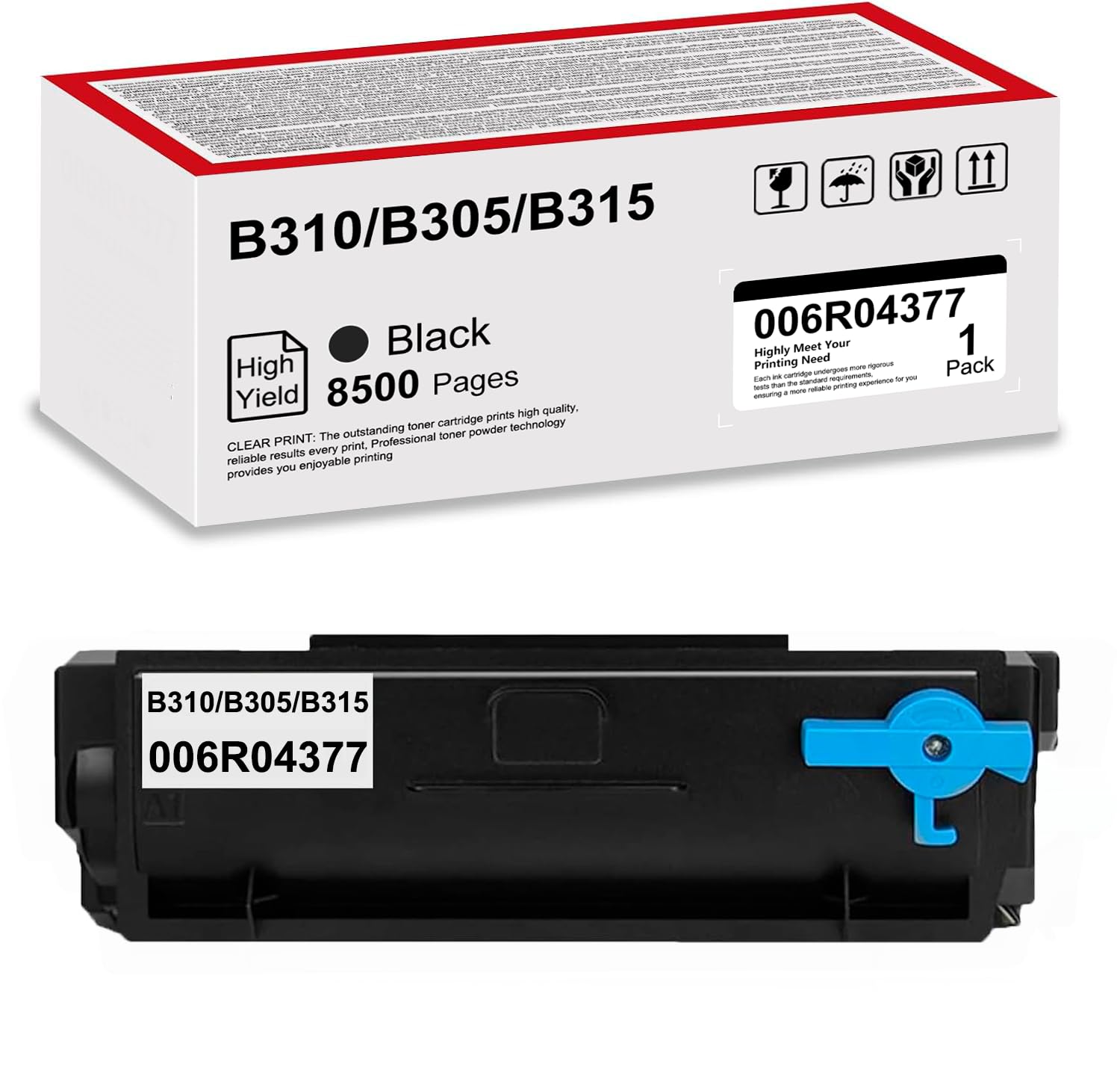 Photo 1 of 006R04377 Black High Capacity Toner Cartridge Compatible for Xerox 006R04377 006R04376 006R04378 006R04379 Toner use for B305 B310 B315 Printer(8,500Pages, 1 Pack)