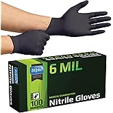 Inspire Black Nitrile Gloves HEAVY DUTY 6 Mil Nitrile Chemical Resistant Medical Cooking Cleaning Disposable Black Gloves