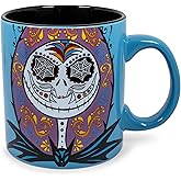 The Nightmare Before Christmas Jack and Sally Day of the Dead Ceramic Coffee Mug | Official Disney Kitchen Accessories | Oversized Cup For Home Kitchen, Holiday Drinkware | Holds 20 Ounces