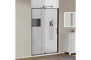 FINDEPOT 38-42" W x 71" H Pivot Glass Shower Door, Pivot Shower Door with 1/4"(6mm) Clear Glass,Matte Black
