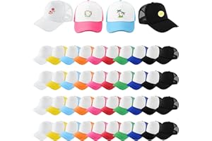 Hercicy 40 Pack Sublimation Blank Trucker Hat Bulk Baseball Cap Adjustable Mesh Unisex Polyester Hat Heat Transfer