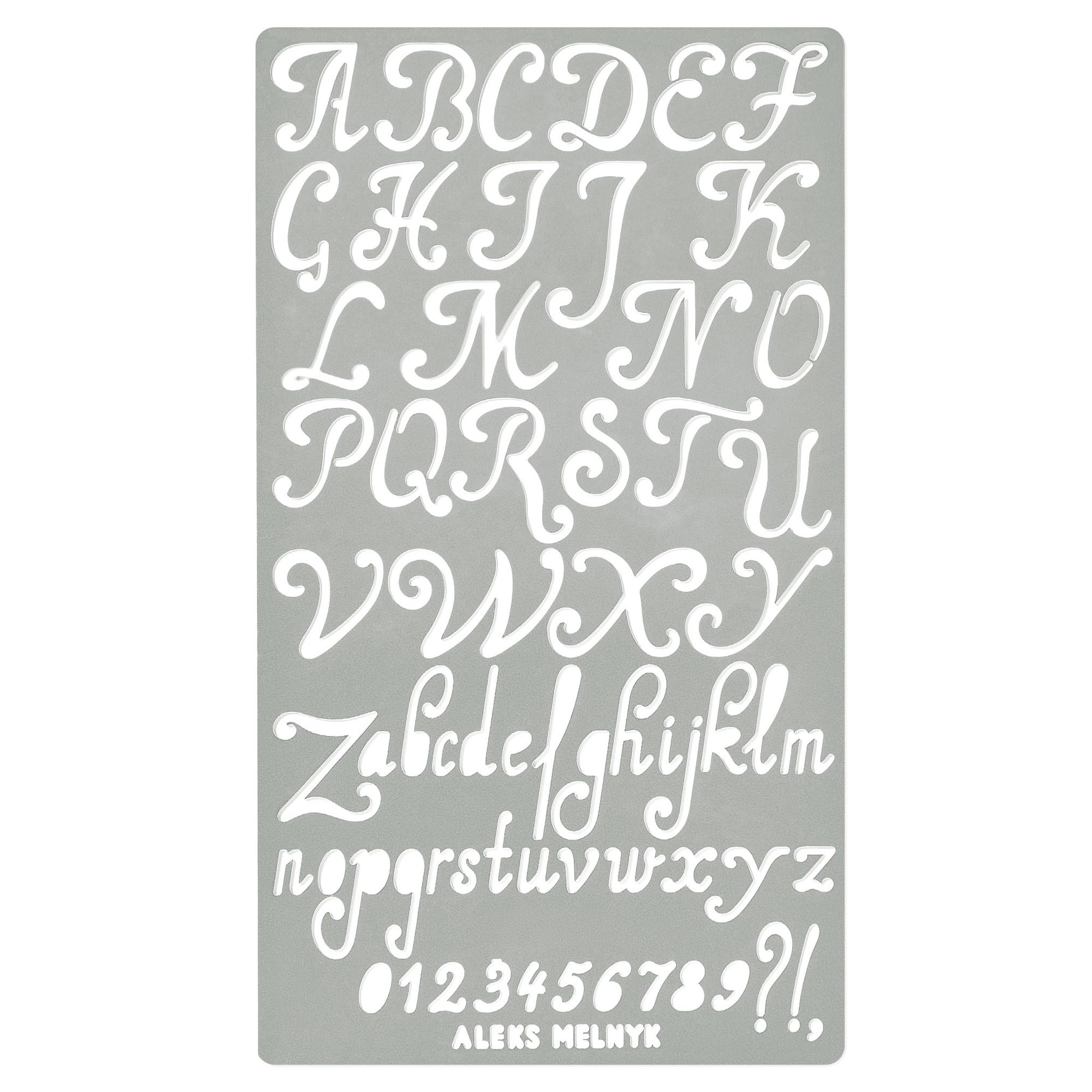 Aleks Melnyk No.34.1 Metal Wood Burning Alphabet and Number Stencil, Letter Template, Journal Stencil for Engraving Wood and Pattern, Bullet Journaling