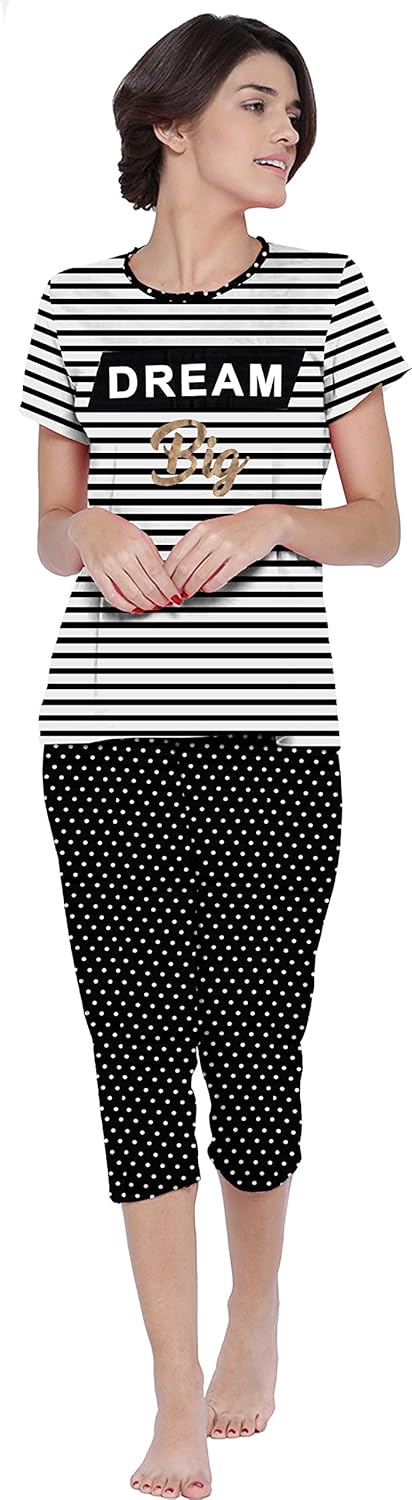 so sweety ladies half sleeve top & printed pyjama pant set