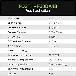 Solid State Relay SSR-60DA DC to AC Input 3-32VDC