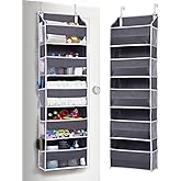 ULG 1 Pack Over Door Organizer with 5 Large and 10 Mesh Side Pockets, 44 lbs Weight Capacity Hanging Storage with Clear Window Kids Toys, Shoes, Diapers, Dark Grey, 5 Layers