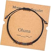RINTOLER Morse Code Bracelets for Women Men Gifts for Her Best Friend Funny Inspirational Bracelets for Women Jewelry Adjustable Silk Beaded Wrap Bracelet