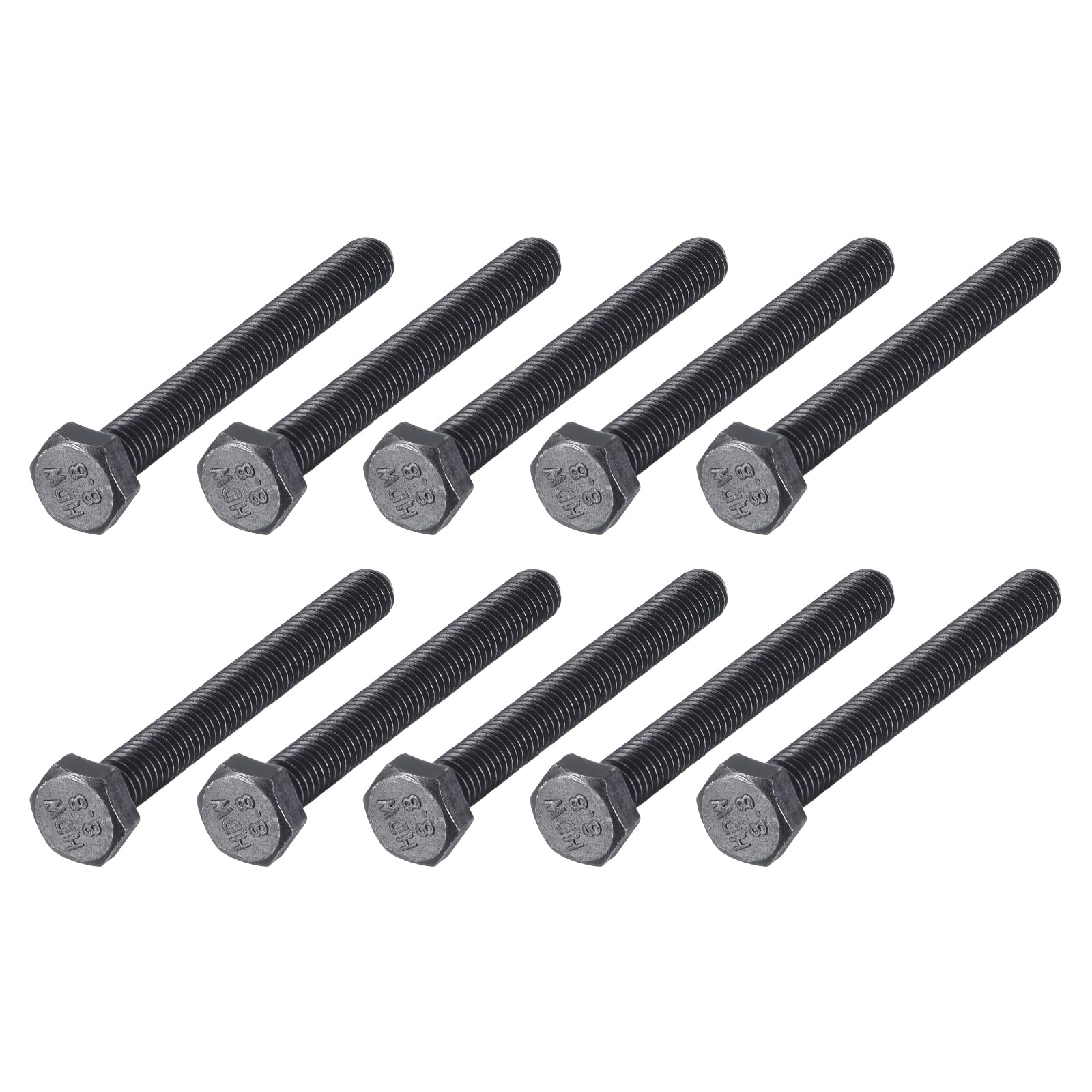 METALLIXITY Hex Bolts (M6-1x60mm) 10Pcs, 8.8 Grade Carbon Steel Fully Threaded Black Oxide, Coarse Thread UNC Hex Head Screw Bolt - for Furniture Repair