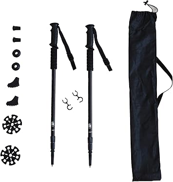 Amazon トレッキングポール ウォーキングポール トレッキング ストック 2本セット 軽量アルミ製 三段式伸縮 収納バック 付属品付き ウォーキング 歩行 登山杖 スキー 登山 ストック 森デパート トレッキングポール