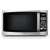TOSHIBA ML-EM09PA(SS) Small Microwave Oven with 6 Auto Menus, Mute Function, LED Lighting, Countertop Microwave Perfect for A