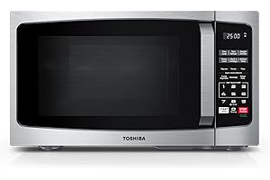 TOSHIBA ML-EM25P(SS)/CA Microwave Oven with Sound On/Off ECO Mode and LED Lighting, 0.9 Cu Ft/900W, Stainless Steel