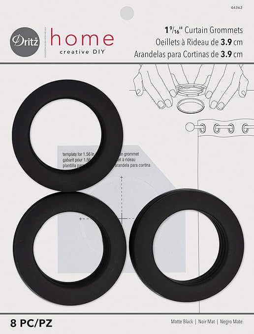 Other Sewing Matte Black Curtain Grommets 19/16 Inch Inner Diameter 8