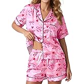 Silky Pajamas for Women Shorts Satin Pjs Button Down 2 Piece Cute Comfy Women's Sleepwear Lounge Set Summer S-XL