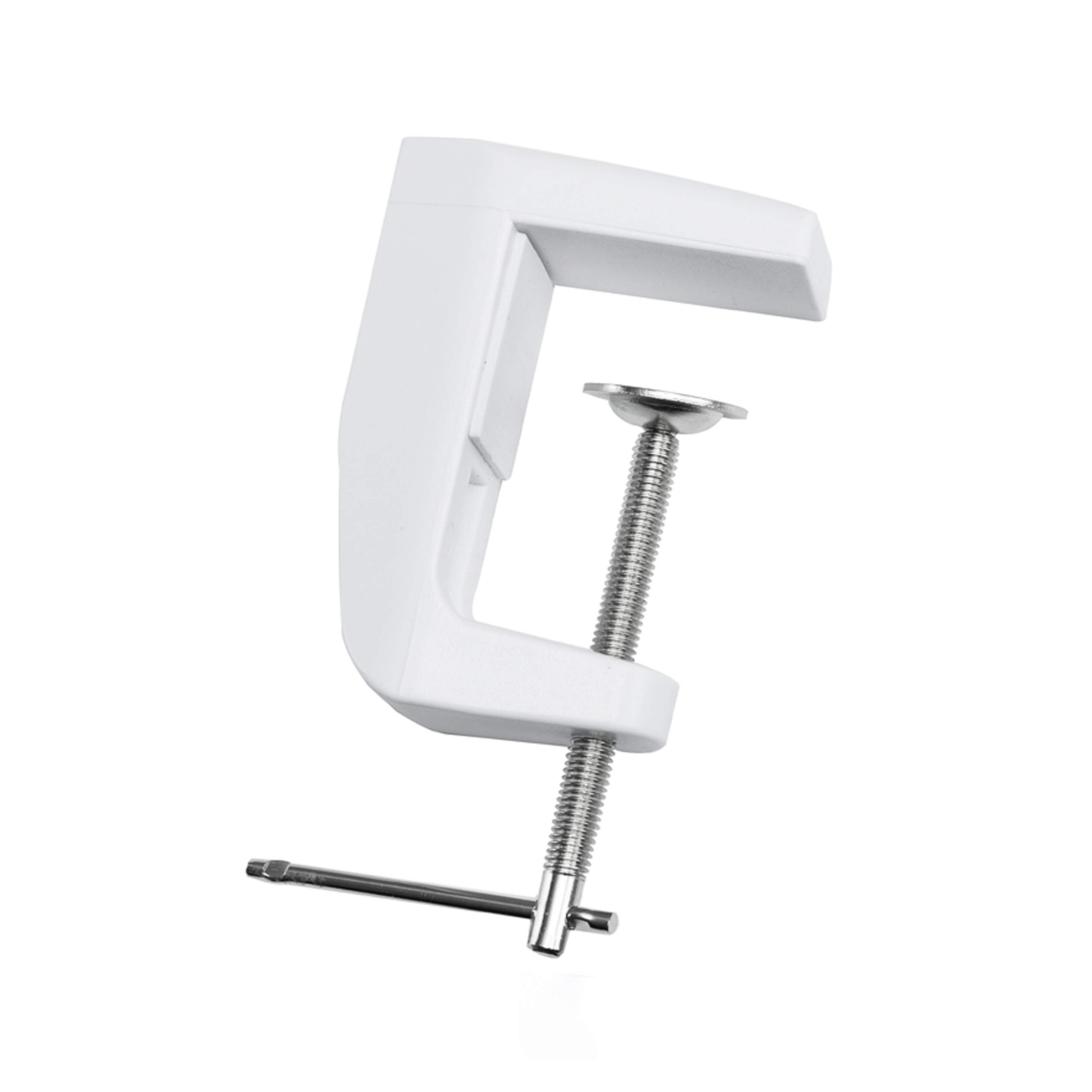 Neatfi Sturdy Metal Replacement Lamp Clamp, Adjustable Screw Mount, Fits Surfaces up to 6.35 cm Thick, Non-Slip C-Clamp Holder for Workbenches, Tables & Desks (White)